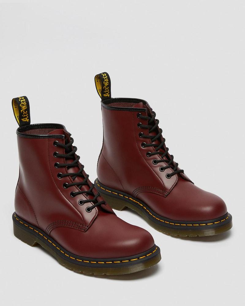 Men's Dr Martens 1460 Smooth Leather Lace Up Boots Pink / Red | AU 534NWY